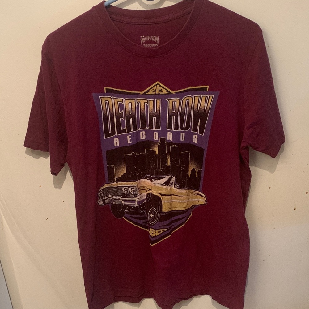 Official Death Row Records Low Rider Car Maroon Graphic 100% Cotton T-Shirt SZ L